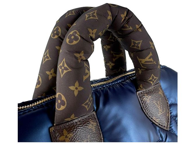 Speedy Borsa a tracolla Louis Vuitton in nylon blu e marrone - vista 10