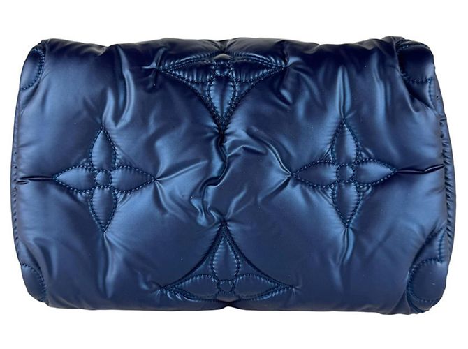 Speedy Borsa a tracolla Louis Vuitton in nylon blu e marrone - vista 4