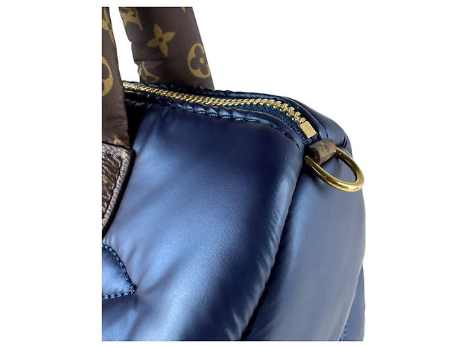 Speedy Borsa a tracolla Louis Vuitton in nylon blu e marrone - vista 5