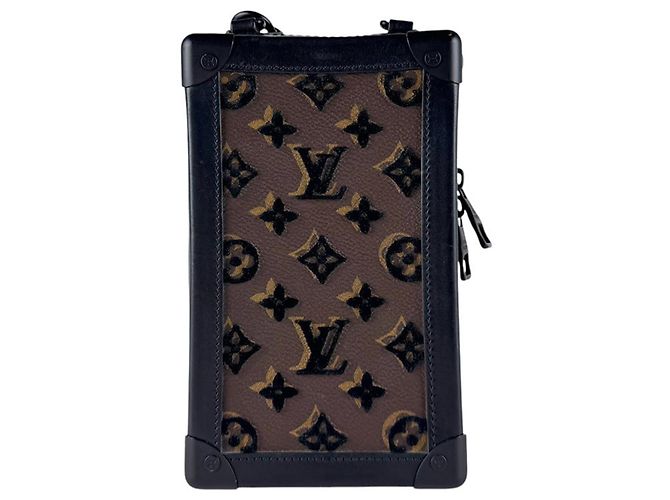 Louis Vuitton Monogram Tuftage Vertical Soft Trunk Schultertasche Braun Schwarz - Ansicht 3