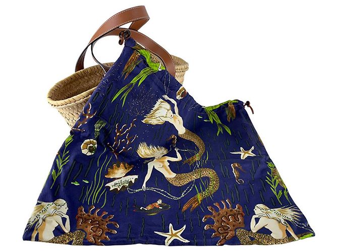 Pouch con coulisse Loewe marrone e blu navy - vista 14