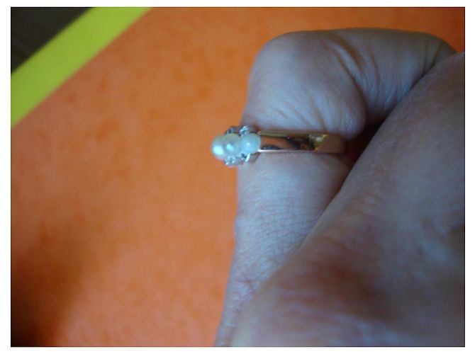 Autre Marque Anello in oro giallo con perle e diamanti Bianco D'oro - view 2