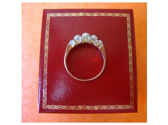 Autre Marque Anello in oro giallo con perle e diamanti Bianco D'oro - view 4