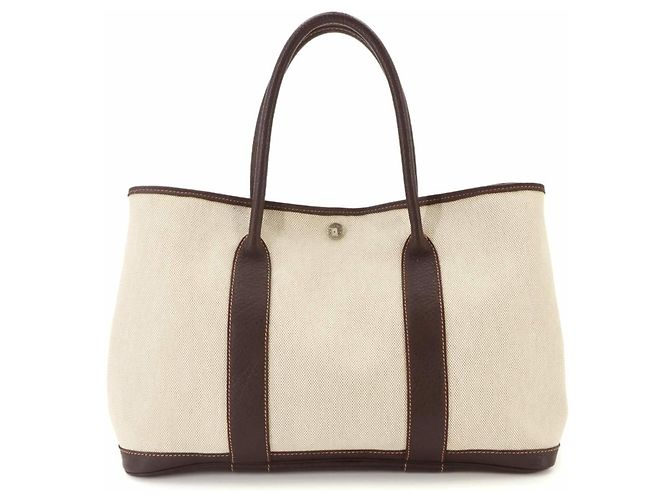 Hermès Borsa Tote Hermes Garden 36 PM Marrone - vista 3