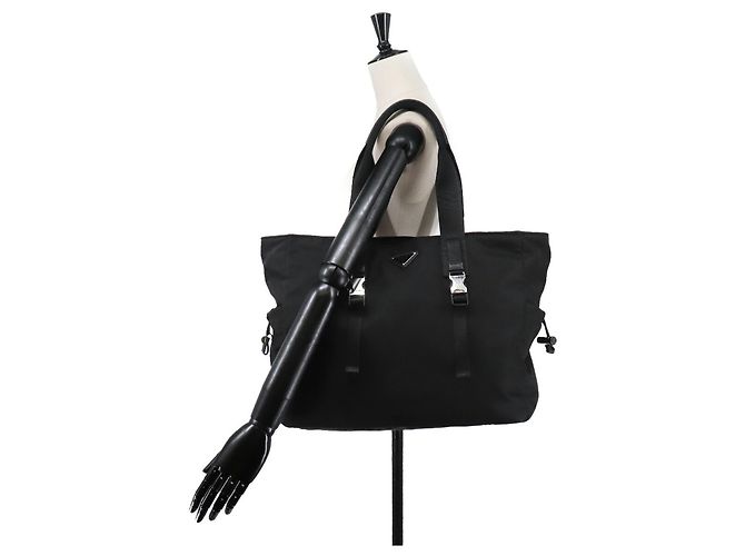 Borsa tote Prada in nylon Saffiano Nero - vista 11