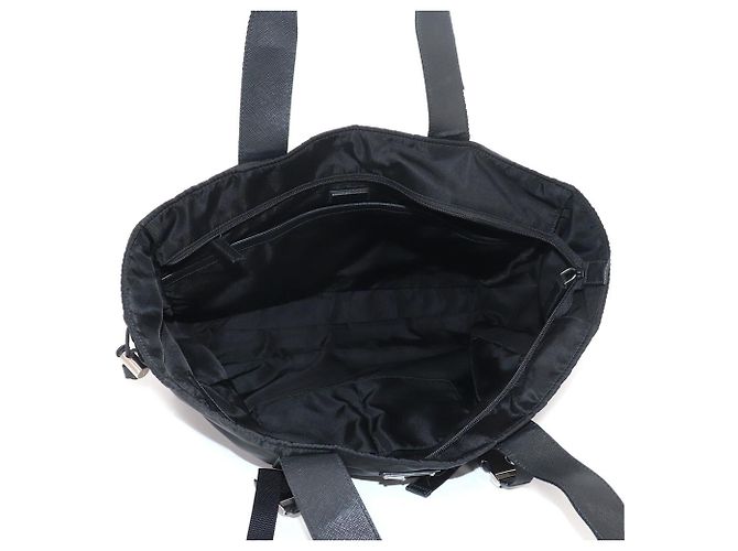 Borsa tote Prada in nylon Saffiano Nero - vista 7