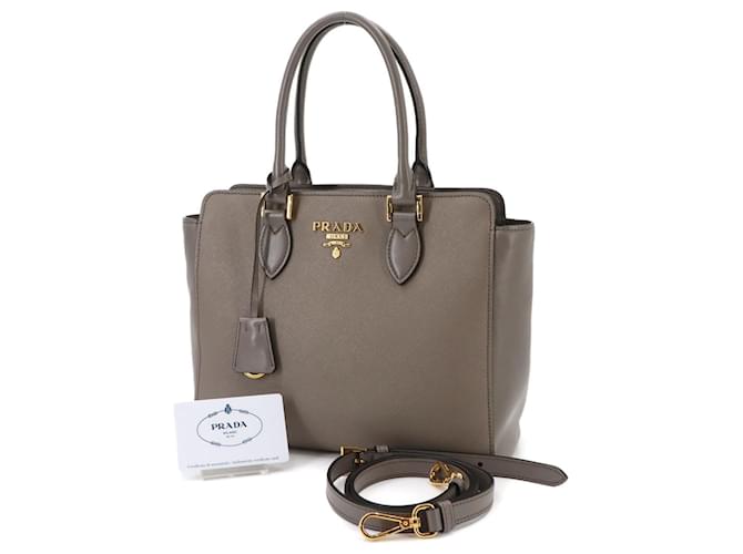 Borsa 2-Way Prada Saffiano Marrone - vista 3