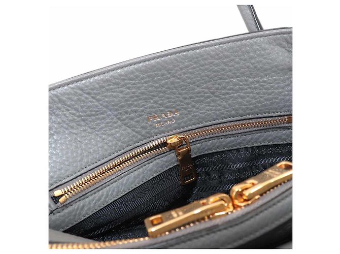 Borsa 2-Way in pelle grigia Prada Marrone - vista 10