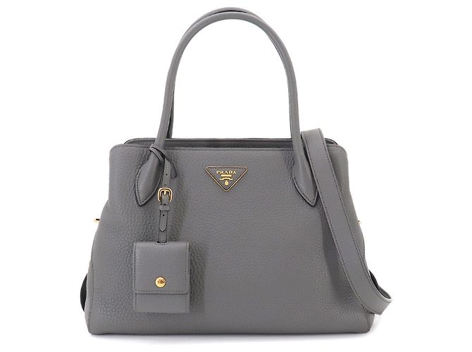 Borsa 2-Way in pelle grigia Prada Marrone - vista 2