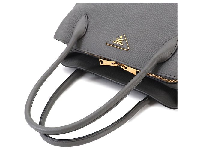 Borsa 2-Way in pelle grigia Prada Marrone - vista 7