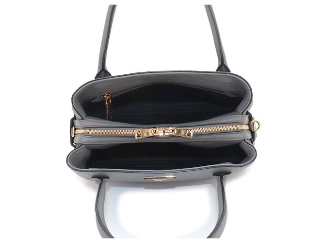 Borsa 2-Way in pelle grigia Prada Marrone - vista 8