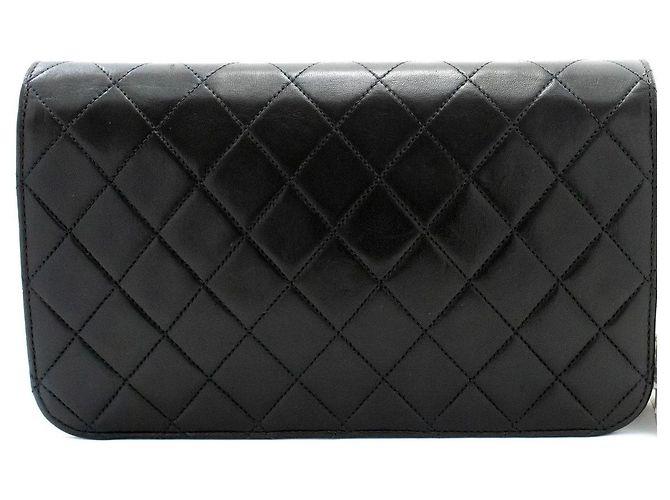 Chanel Vintage Full Flap Quilted Lambskin Small Nero - vista 2
