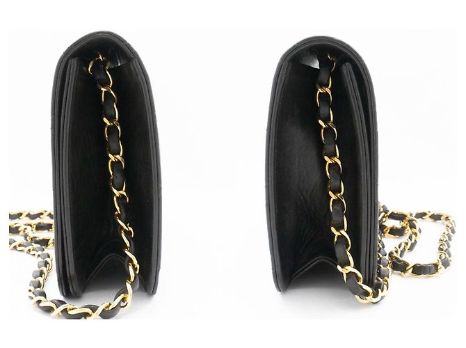 Chanel Vintage Full Flap Quilted Lambskin Small Nero - vista 3