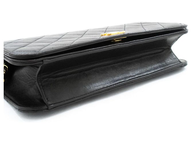 Chanel Vintage Full Flap Quilted Lambskin Small Nero - vista 7