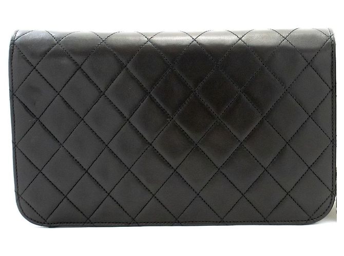 Chanel Vintage Full Flap Quilted Lambskin Small Nero - vista 2
