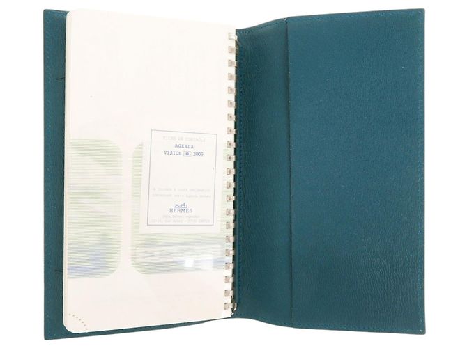 Hermès Couverture de carnet Hermes Agenda Vision 2009 Doblis Marron Bleu - vue 5