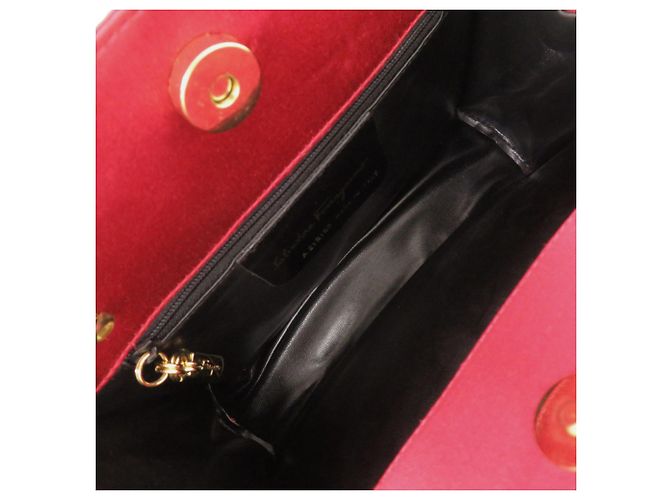 Borsa a tracolla Salvatore Ferragamo Vara Ribbon in raso rosso - vista 5