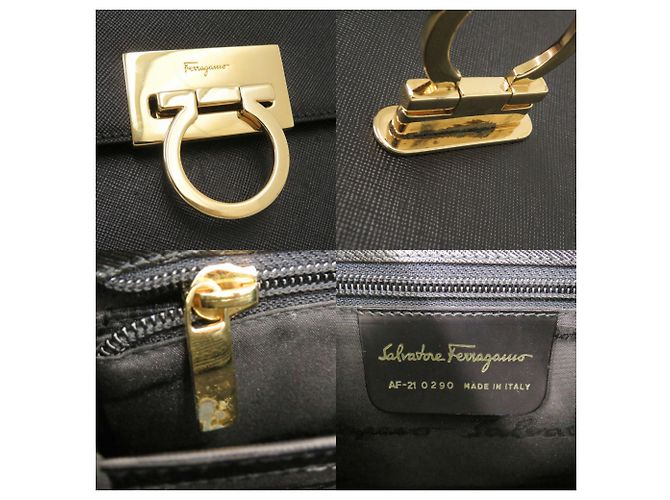 Borsa a mano in pelle 2-Way Gancini Salvatore Ferragamo Nero - vista 10