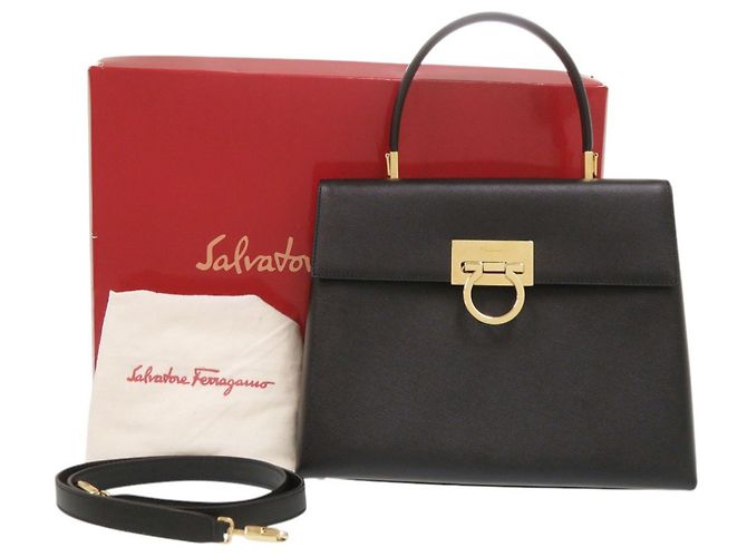 Borsa a mano in pelle 2-Way Gancini Salvatore Ferragamo Nero - vista 2