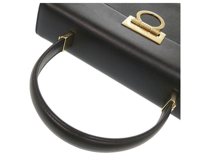 Borsa a mano in pelle 2-Way Gancini Salvatore Ferragamo Nero - vista 8