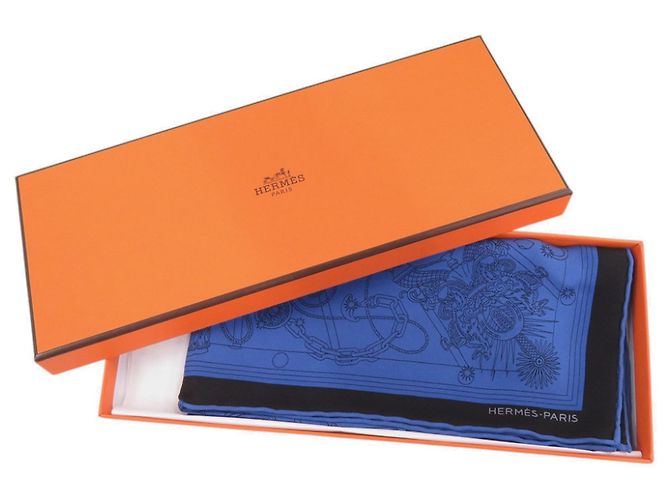 Hermès Foulard Hermes Carre 45 Petit C'est La Fete Nero Blu - vista 2