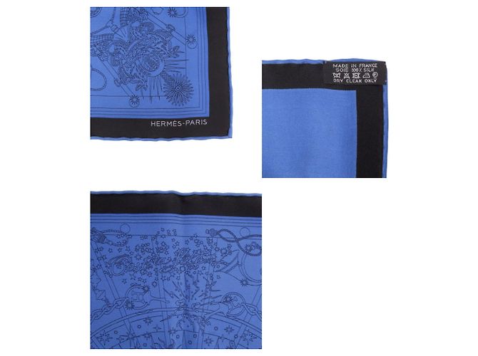 Hermès Foulard Hermes Carre 45 Petit C'est La Fete Nero Blu - vista 4