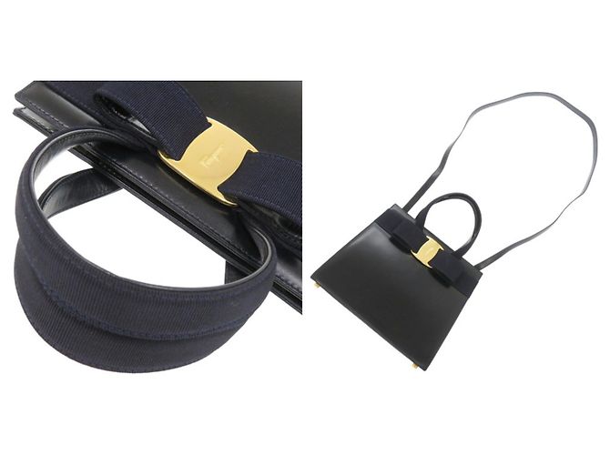 Borsa a mano in pelle 2-Way Salvatore Ferragamo Vara Ribbon Blu navy - vista 8