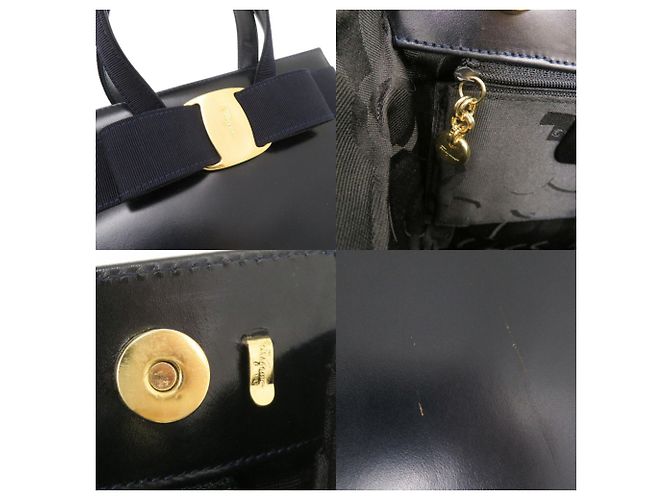 Borsa a mano in pelle 2-Way Salvatore Ferragamo Vara Ribbon Blu navy - vista 9