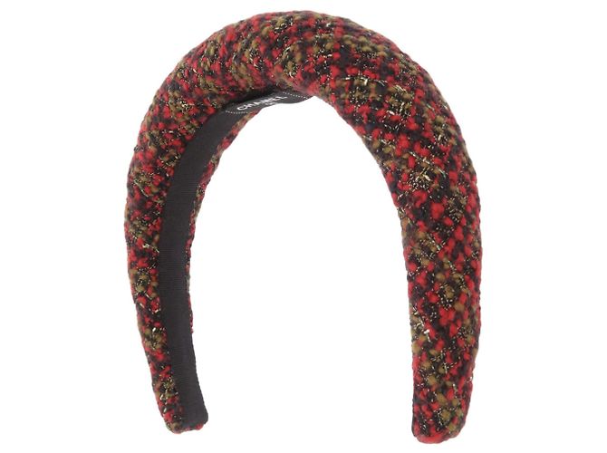Fascia per capelli Chanel Coco Mark in tweed rosso - vista 2