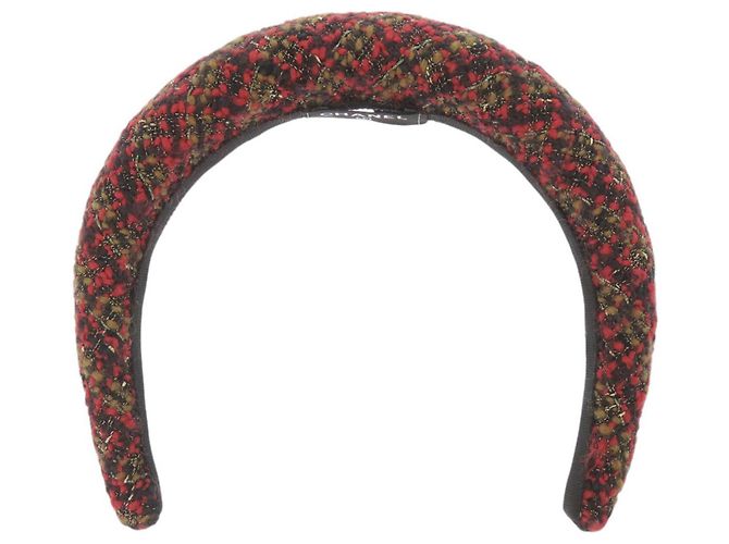 Fascia per capelli Chanel Coco Mark in tweed rosso - vista 3