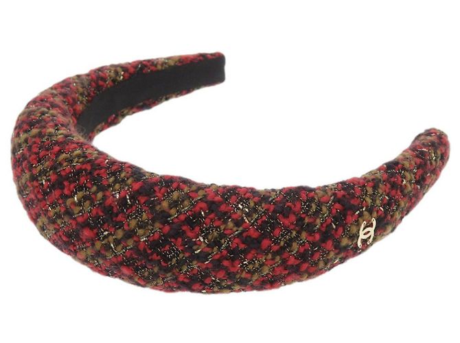 Fascia per capelli Chanel Coco Mark in tweed rosso - vista 4