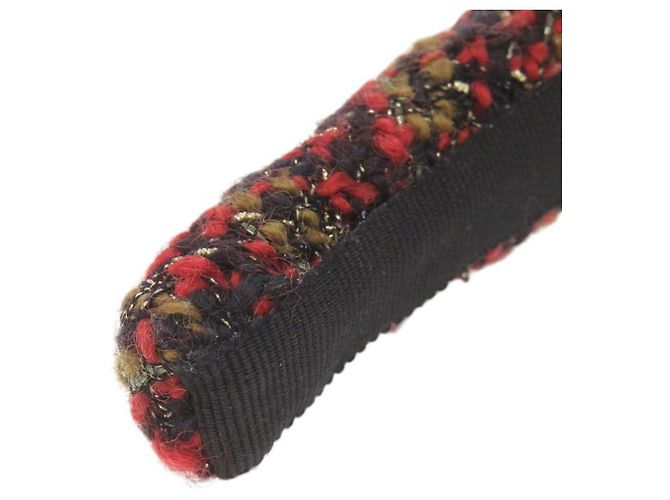 Fascia per capelli Chanel Coco Mark in tweed rosso - vista 6