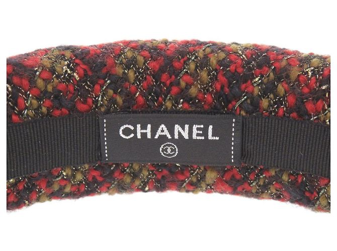Fascia per capelli Chanel Coco Mark in tweed rosso - vista 7