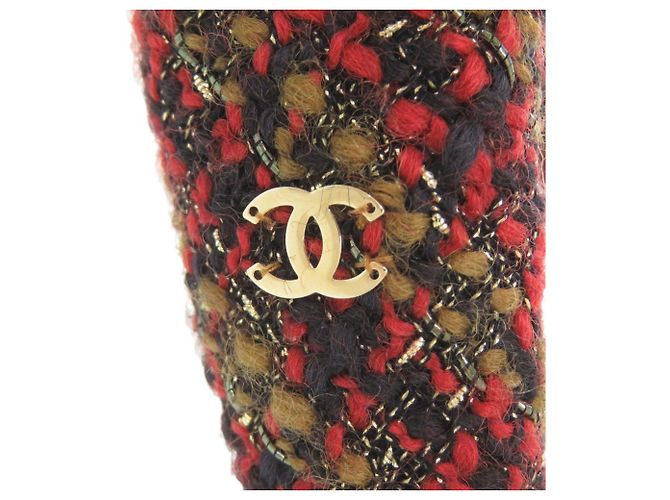 Fascia per capelli Chanel Coco Mark in tweed rosso - vista 8