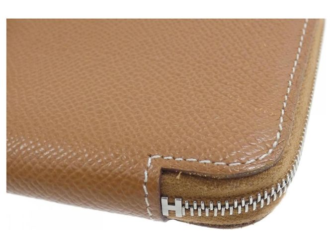 Silk In Hermès Cartera compacta Hermes Cliquetis Tattoo Aquarelle de seda Beige Dorado Azul claro - vista 3