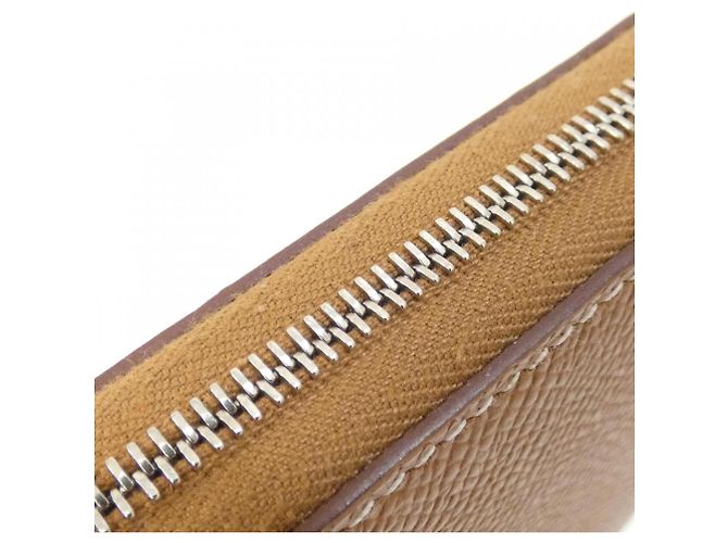 Hermès Cartera compacta de seda Hermes Fantaisie Botanique Castaño Rosa Dorado - vista 3