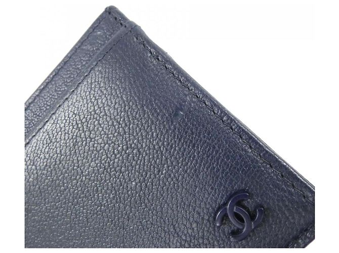 Chanel AP1091 Tarjetero de piel de cabra azul marino - vista 3
