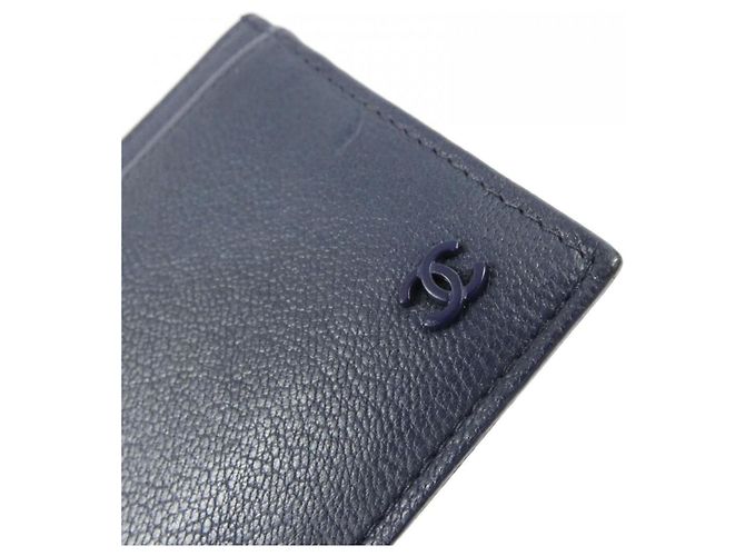 Chanel AP1091 Tarjetero de piel de cabra azul marino - vista 4