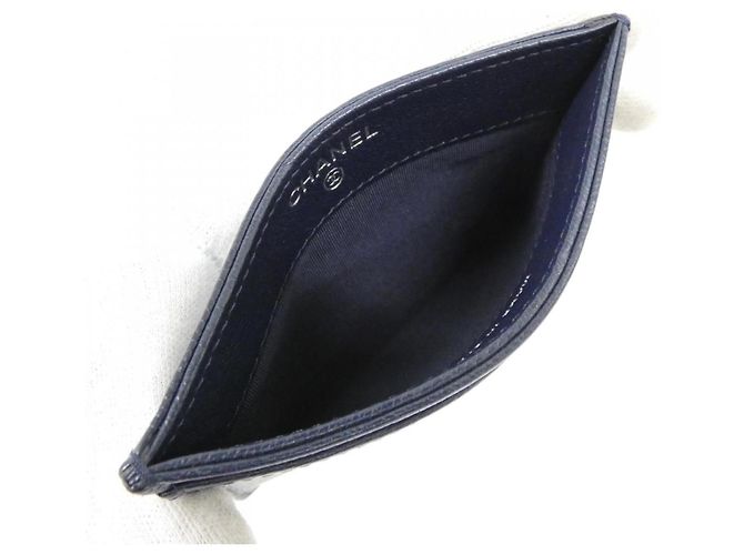 Chanel AP1091 Tarjetero de piel de cabra azul marino - vista 5