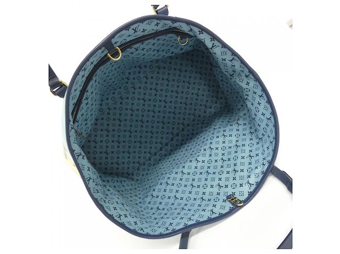 Borsa Louis Vuitton Aiol Cabas GM Beige Blu chiaro - vista 7