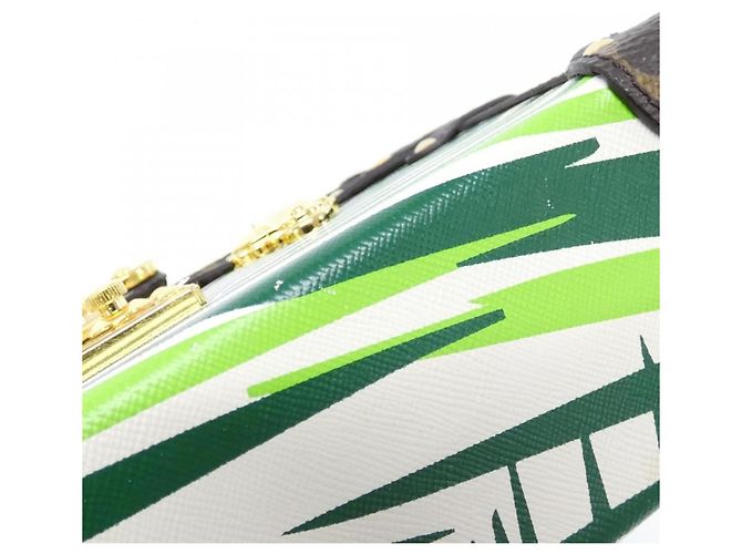 Borsa a tracolla Louis Vuitton Petite Malle M41555 Marrone Verde Verde chiaro - vista 3