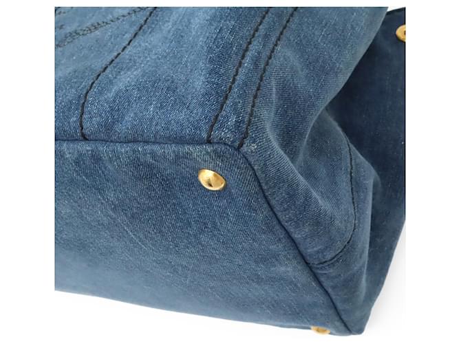 Borsa Tote Prada Canapa Denim Blu - vista 4