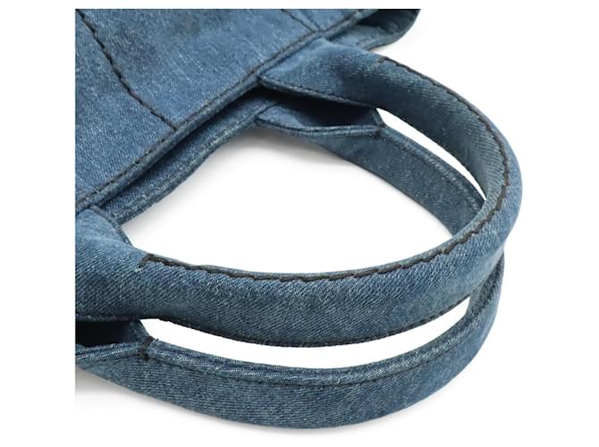 Borsa Tote Prada Canapa Denim Blu - vista 5
