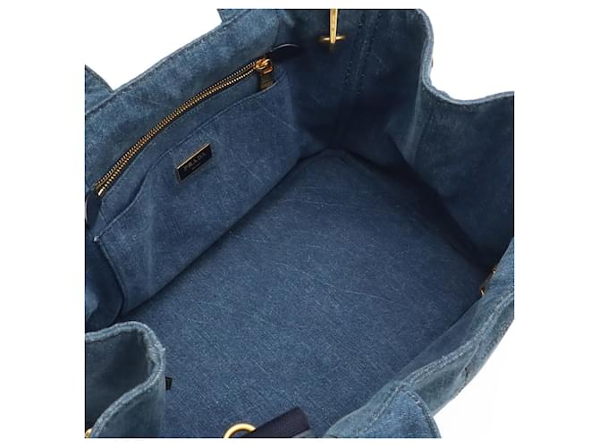Borsa Tote Prada Canapa Denim Blu - vista 6