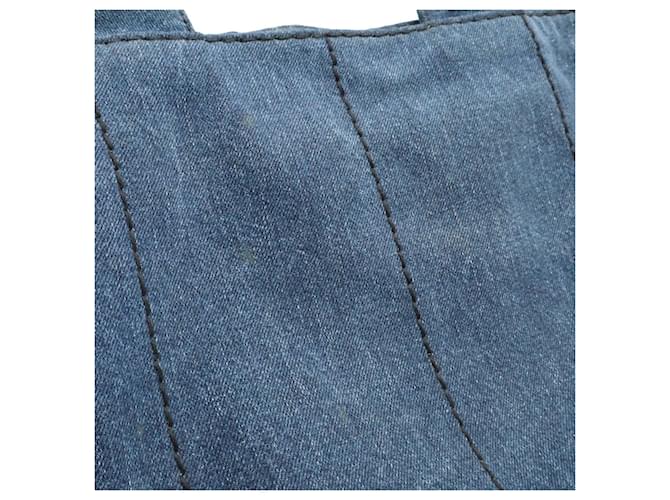 Borsa Tote Prada Canapa Denim Blu - vista 9