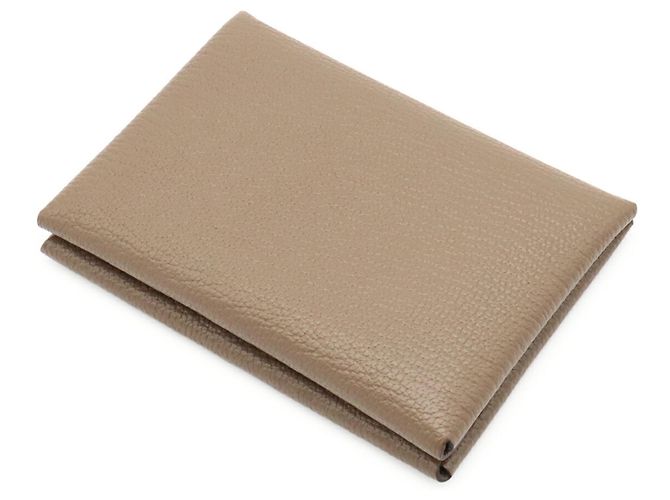 Hermès Hermes Calvi Duo Geldbörse/Münzbeutel Grau Taupe - Ansicht 3