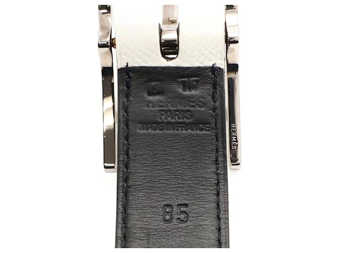 Hermès HERMES Api 3 Wendelgürtel aus Leder Schwarz Weiß - Ansicht 10