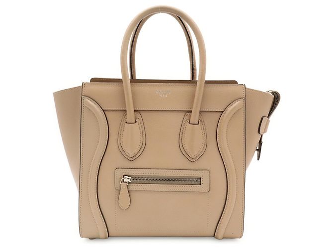 Céline Borsa Tote Celine Luggage Micro Shopper - Pelle Beige - vista 2