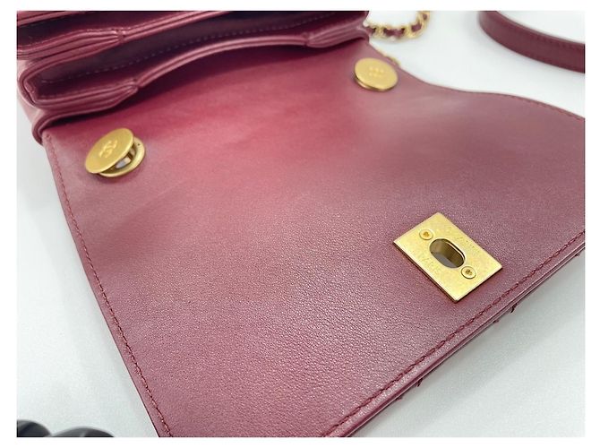 Borsa a tracolla Chanel Mini Matelassé Rosso - vista 10