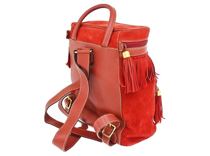 Zaino Gucci Vintage in camoscio Medium Rosso - vista 4